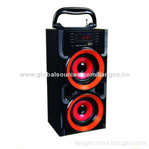 Multifunctional wooden speaker, SD card, FM radio/remote control with Bluetooth optional